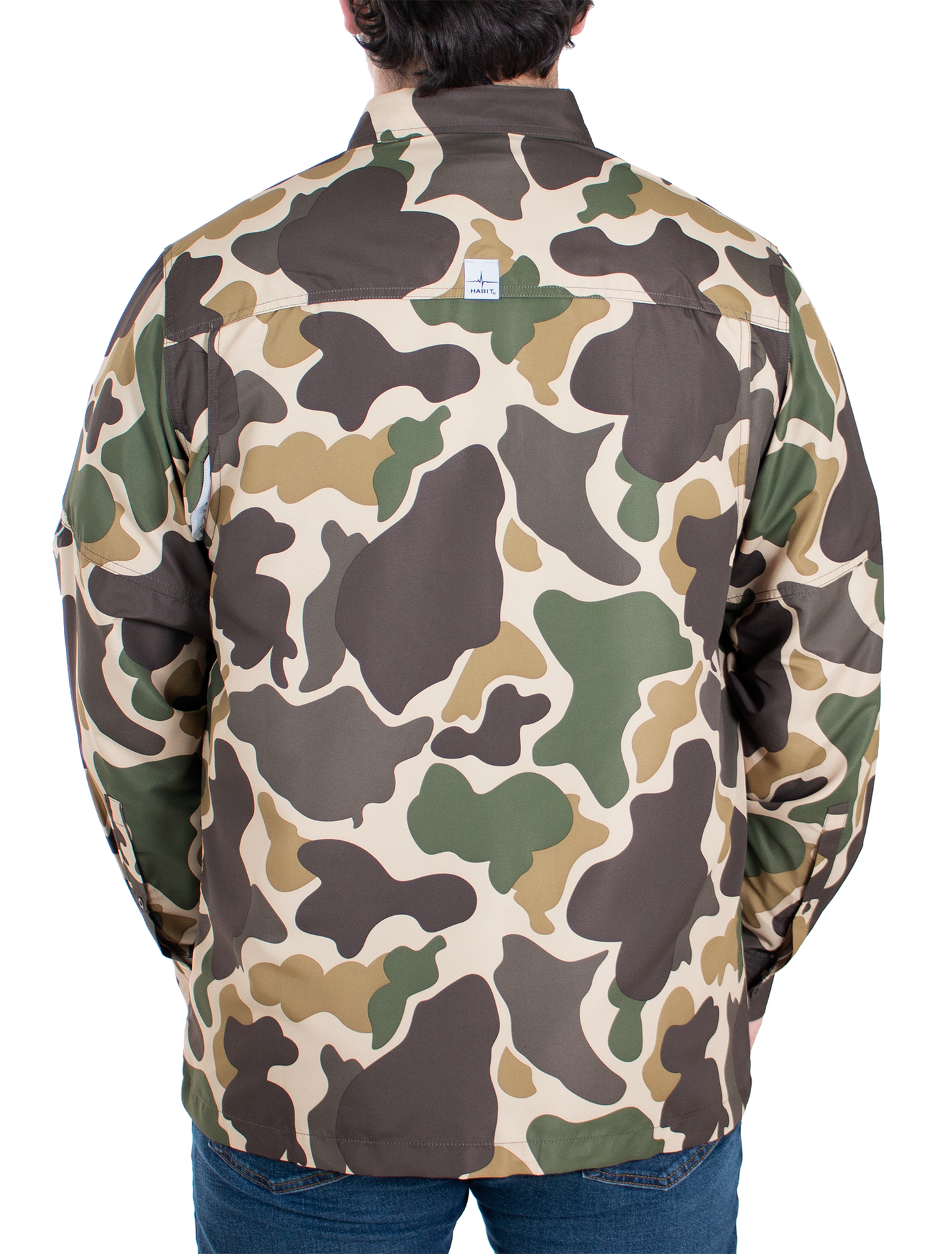 TS10480 - Men's Woodland Vintage Camo Long Sleeve Fishing Shirt - CLOSEOUT